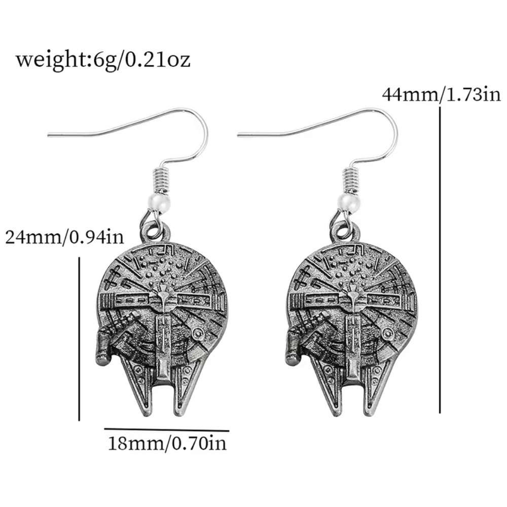 Star Wars Millennium Falcon Gun Metal Drop Earrings - Picture 6 of 7
